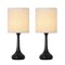 Set of 2 Modern Black Table Lamps – Compact Nightstand Lamps with Fabric Shade for Bedroom, Office, and Living Room